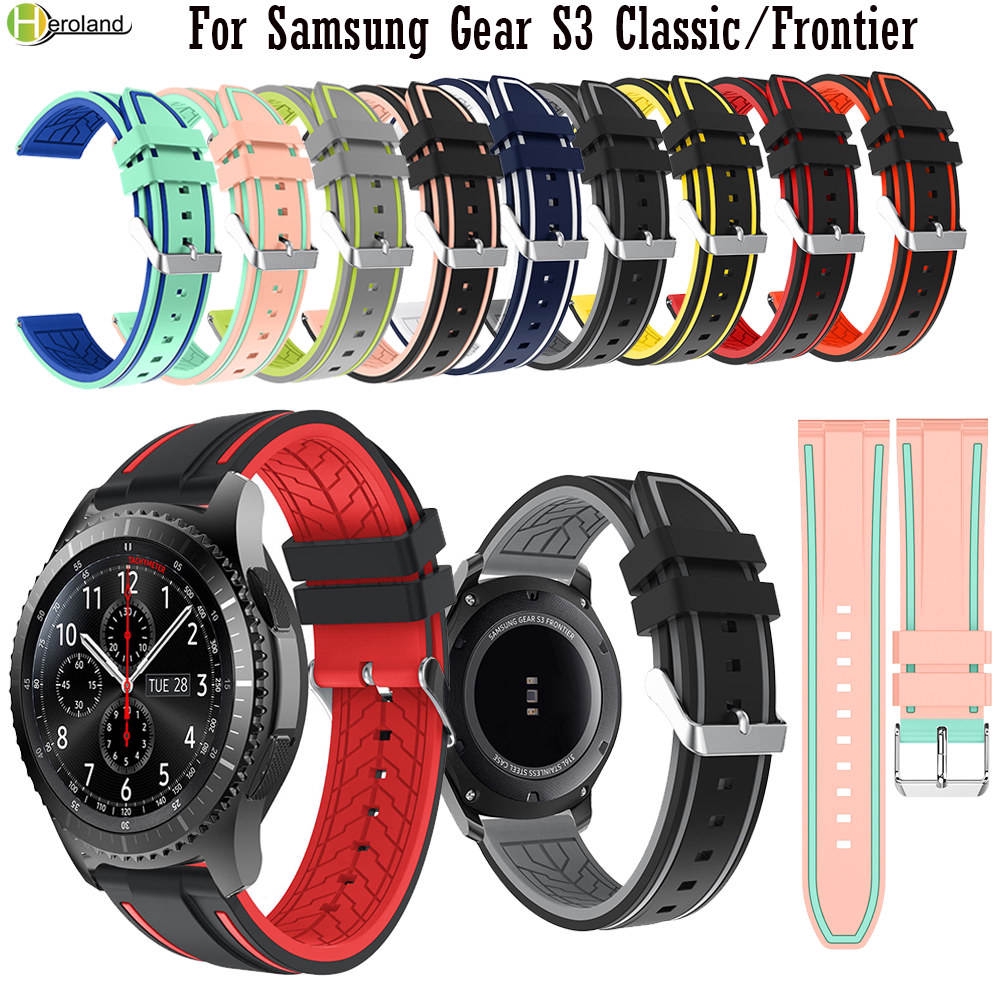 Dây Đeo Thay Thế Chất Liệu Silicon Thiết Kế Sọc Gân Thời Trang Cho Samsung Gear S3 Classic / Frontier /Galaxy Watch 46mm