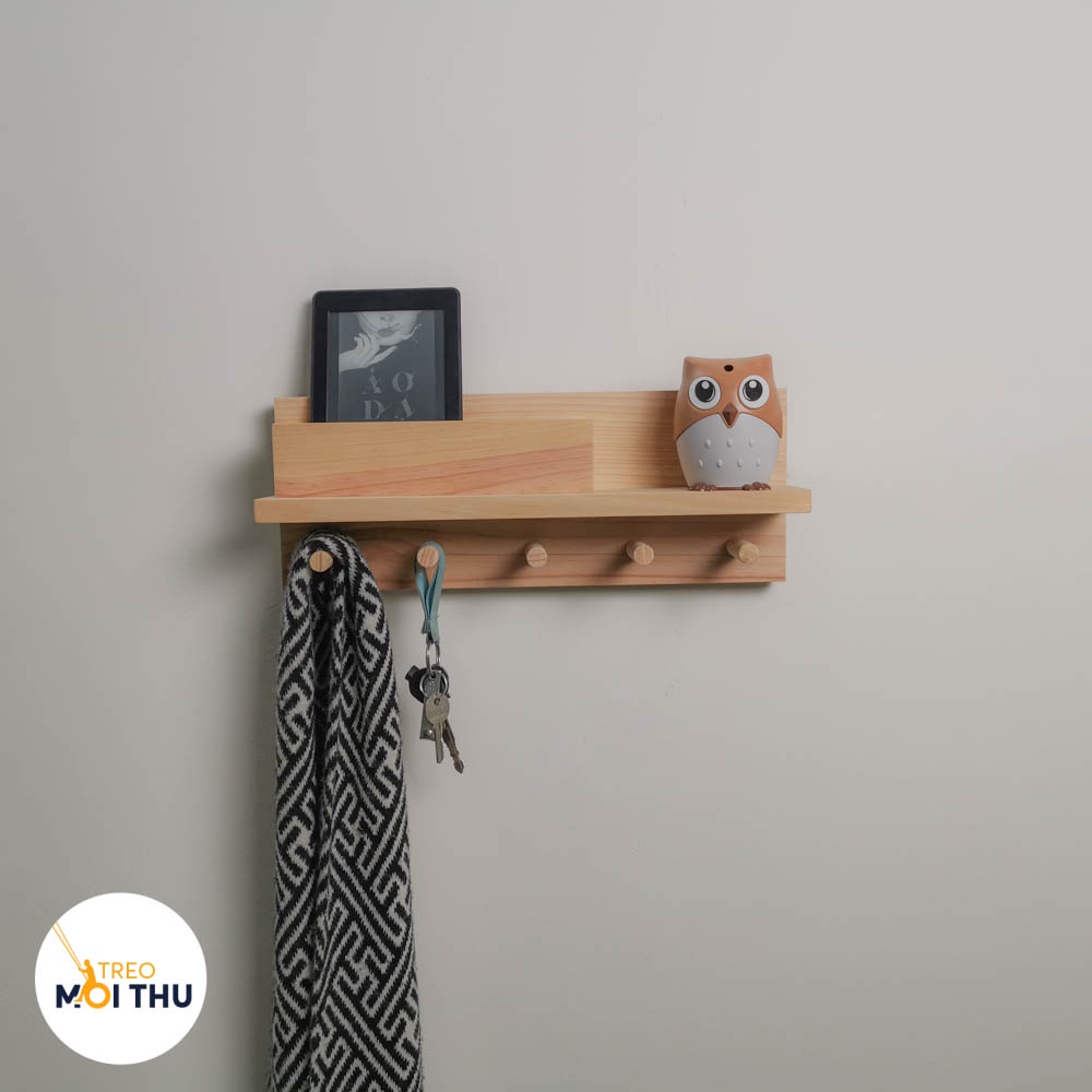 Kệ Gỗ Treo Tường Cửa Ra Vào - Mẫu 04 - Để đồ, treo chìa khóa phong cách châu Âu - Treo Mọi Thứ