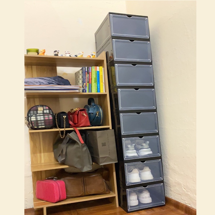 Hộp Đựng Giày Nhựa Cứng Cao Cấp, Tủ Để Giày Nhựa Cứng Lắp Ghép Cửa Hút Nam Châm