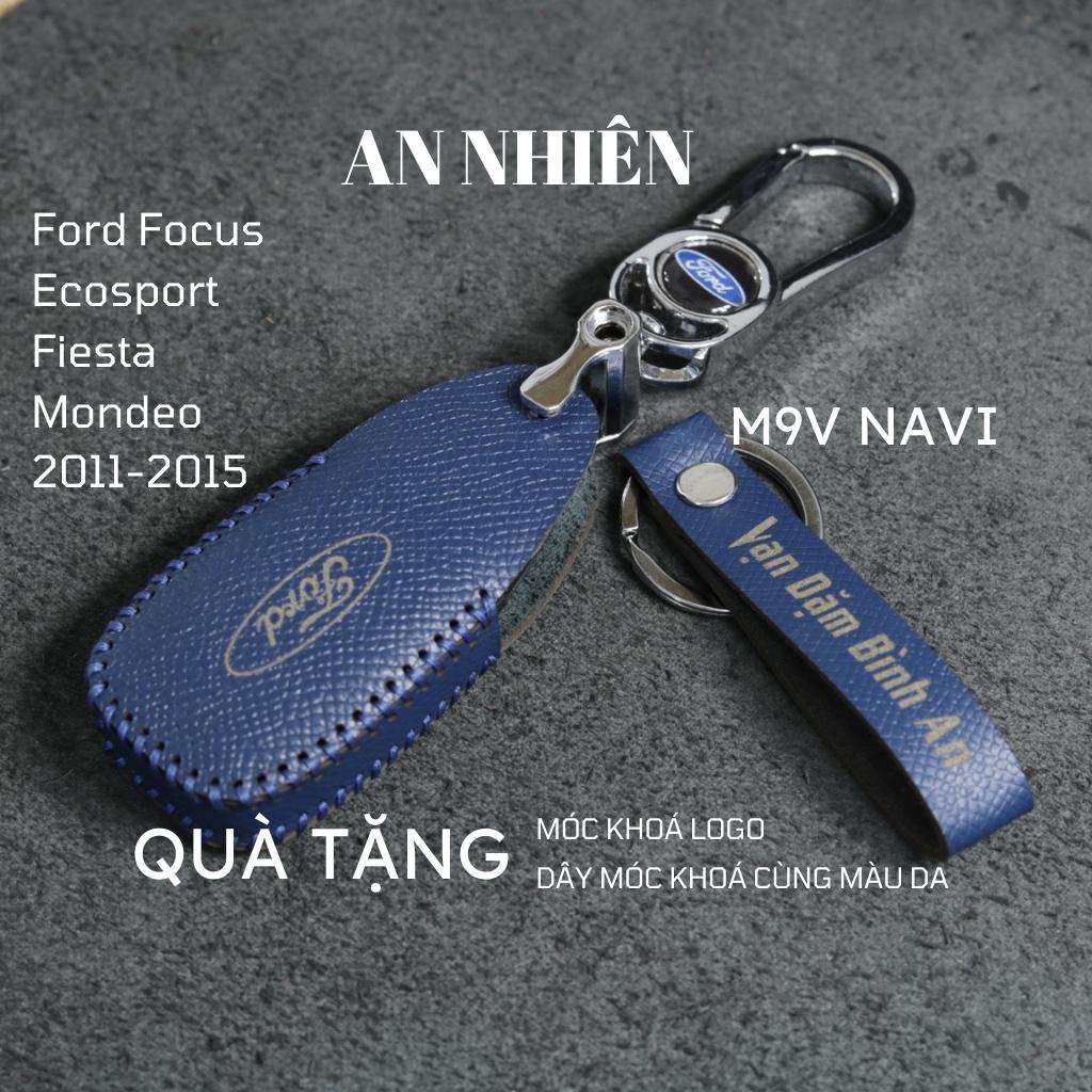 Bao da móc khoá bọc ốp chìa khóa xe ô tô Ford Focus, Ecosport, Fiesta, Mondeo 2011 - 2015, chìa thông minh, Ford4,4B