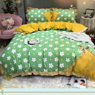 Sét Chăn Ga Gối Cotton Đũi Phối Bèo Siêu Xinh [CHĂN HÈ TRẦN BÔNG] -Lytoet199
