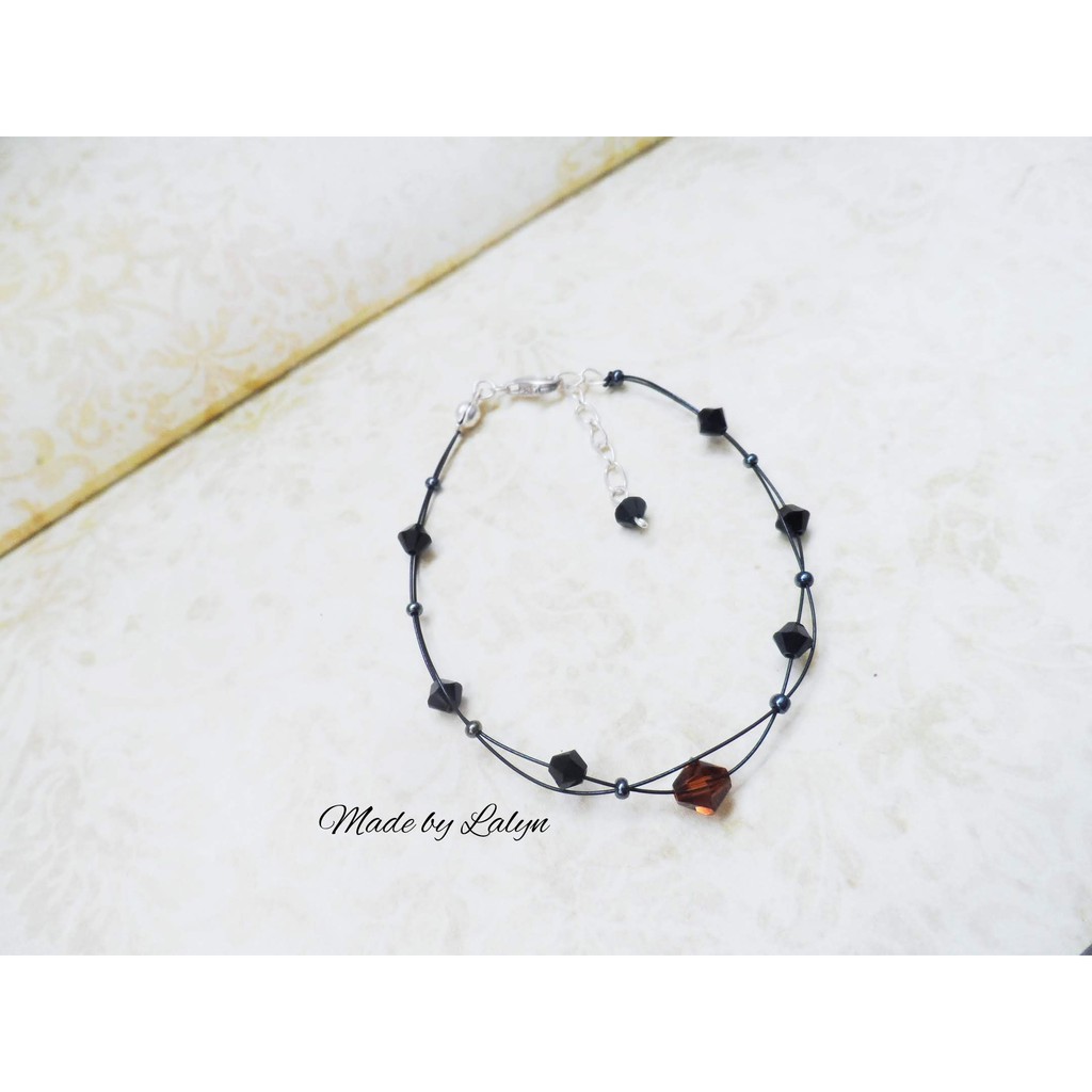 Vòng tay Lắc tay pha lê Swarovski Áo handmade cao cấp chính hãng B023 màu Nâu Smoked Topaz