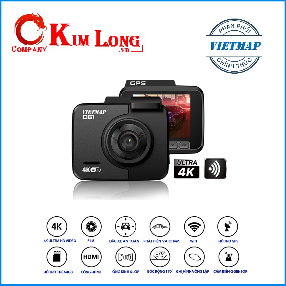 Camera hành trình Vietmap C61 Pro / C61 | 4K GPS Cảnh báo giọng nói + Kèm thẻ Nhớ - Hãng phân phối | BigBuy360 - bigbuy360.vn