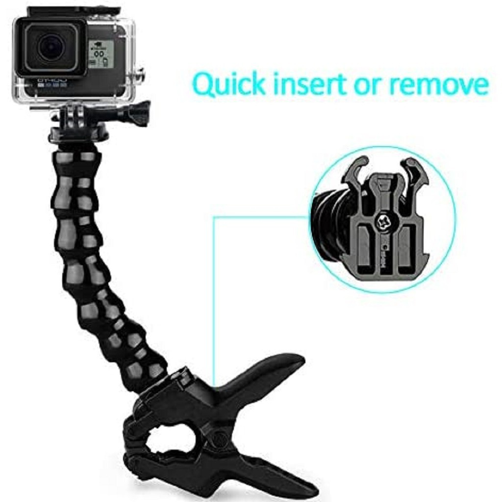 Giá giữ camera hành trình LAMMCOU dạng kẹp linh hoạt với cổ ngỗng điều chỉnh được cho Gopro Hero 8 7 6 5 4 2018