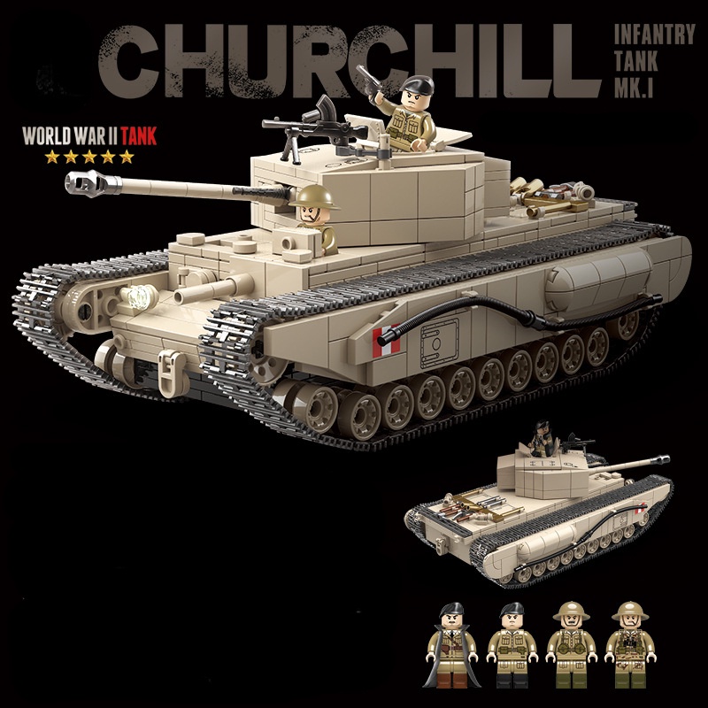 Set 1031 Mô Hình Xe Tăng MOC WW2 Churchill MK.I Dễ Thương Cho Bé
