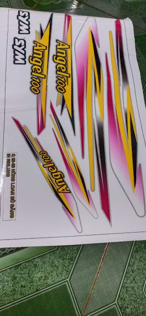 Tem rời Angel 100 dán xe xám bạc