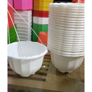 Chậu bí có dây treo màu trắng siêu đẹp 22cm x15cm
