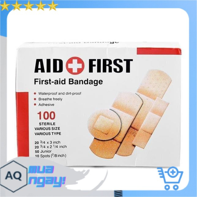 Hộp 100 Miếng Dán Vết Thương Urgo Aid First, Tiện Dụng Cho Gia Đình, Hàng Chuẩn Chất Lượng 100%