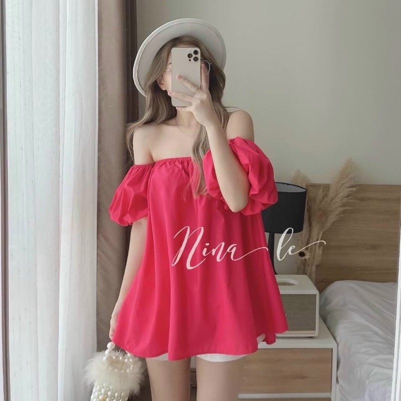 Áo trễ vai trơn chất thô