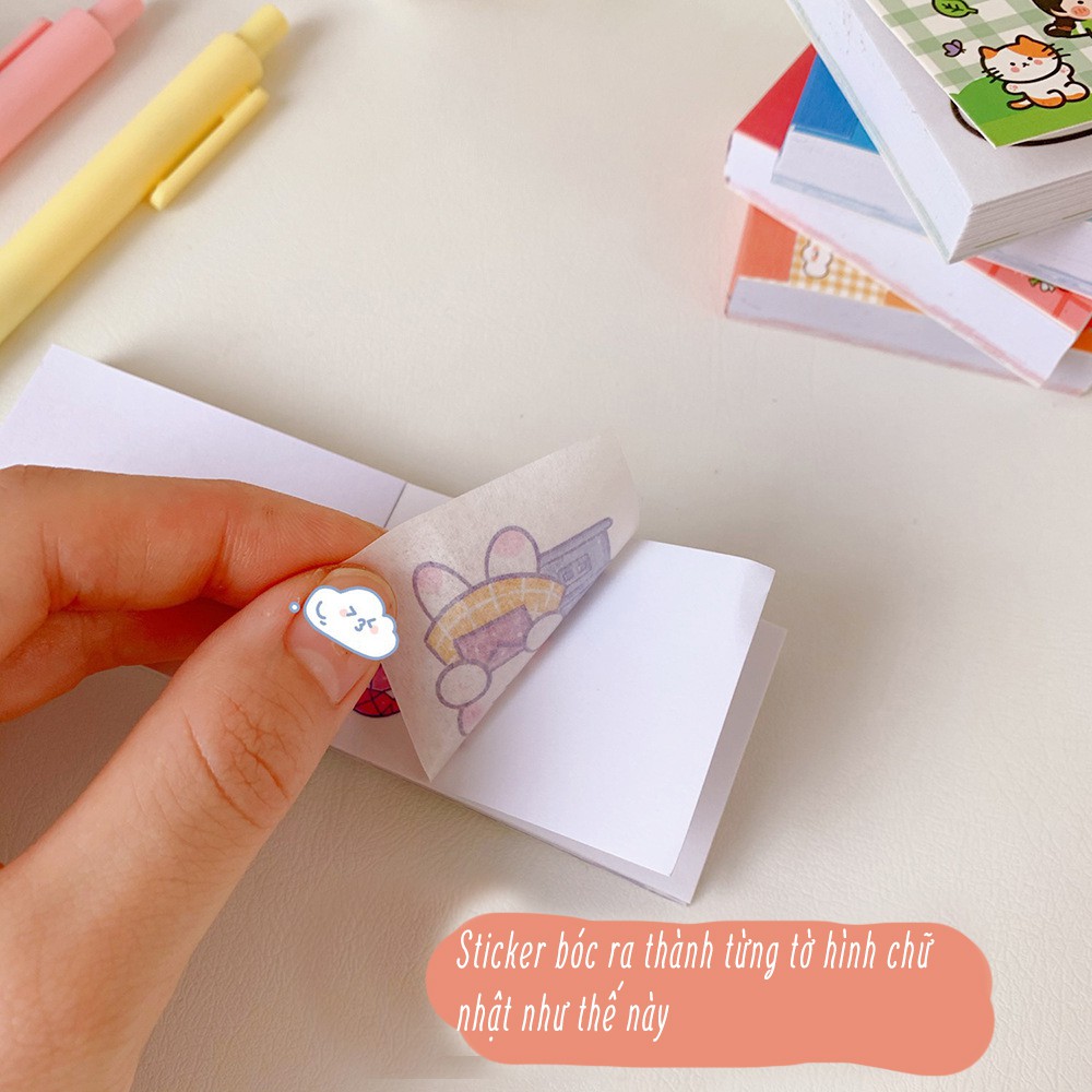 Sticker Set 50 Miếng Hình Chữ Nhật Đóng Xấp Hình Cô Bé Cute