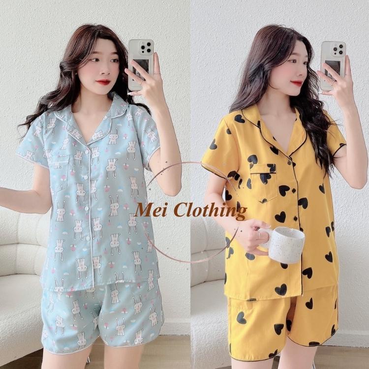 Bộ Ngủ Pijama Tay Ngắn, Chất Liệu Vải Thô Kate, Mặc Cực Thích MINT26