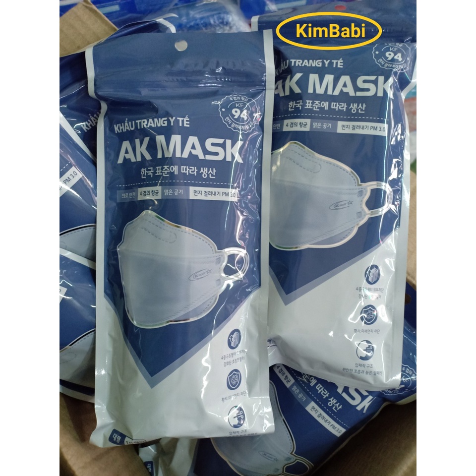 Sỉ thùng 300 cái khẩu trang ak mask kf94 4d kháng khuẩn công nghệ hàn quốc - ảnh sản phẩm 2