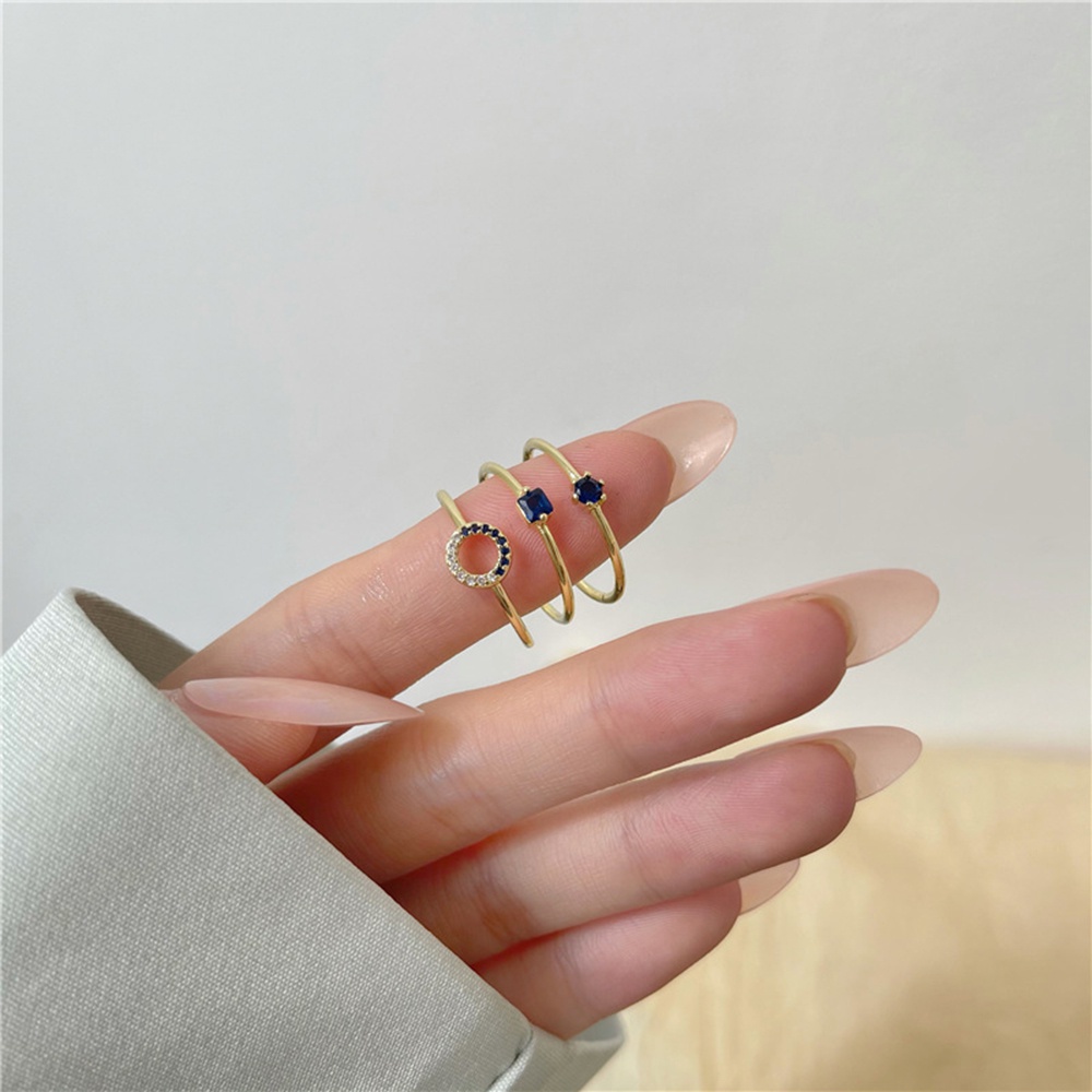 Bộ 3 Nhẫn Hợp Kim Đính Đá Thời Trang