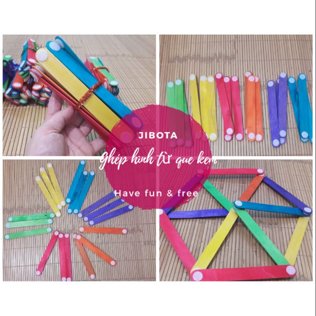 Đồ chơi Handmade - ghép hình thú vị bằng que kem nhiều màu