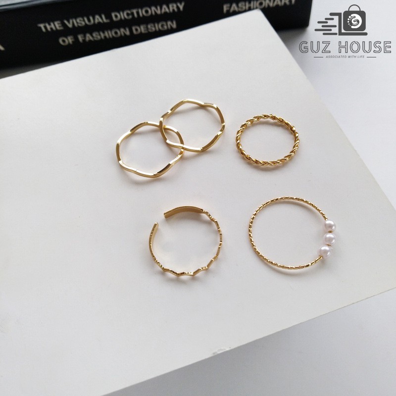 set 5 nhẫn nữ style tiểu thư - set nhẫn bánh bèo siêu đáng yêu😍 N006