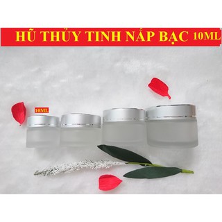HŨ THỦY TINH CHIẾT MỸ PHẨM 10g (10ML) NẮP BẠC