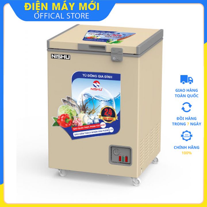 Tủ đông Nishu mini 100 lít dàn đồng 100% NTD- 188S- Hàng chính hãng Mẫu mới