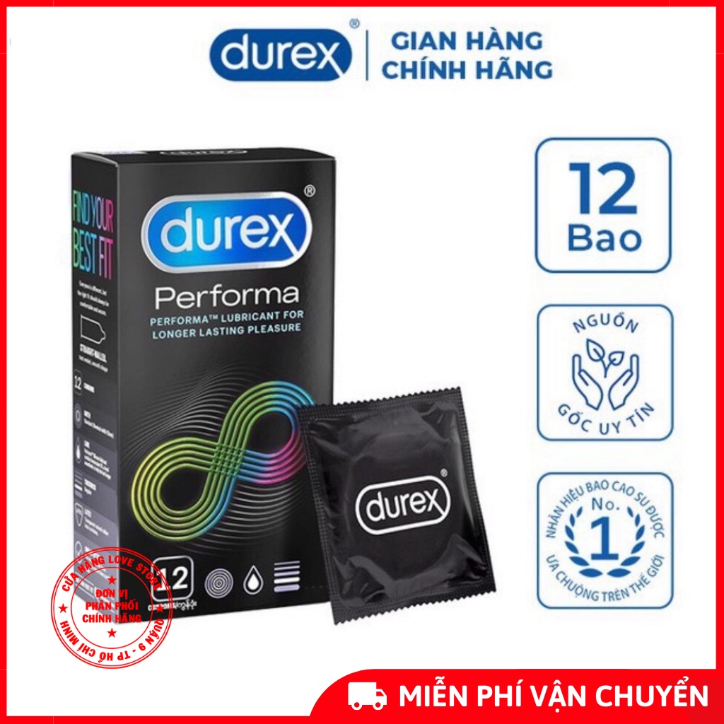 Bao cao su Durex Performa - BCS KÉO DÀI THỜI GIAN  hộp 12 cái