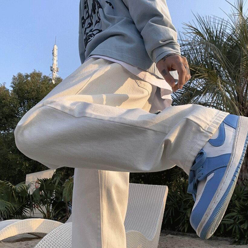 Quần Jeans Mỏng Ống Suông Rộng Thời Trang Mùa Hè Hàn Quốc Cho Nam