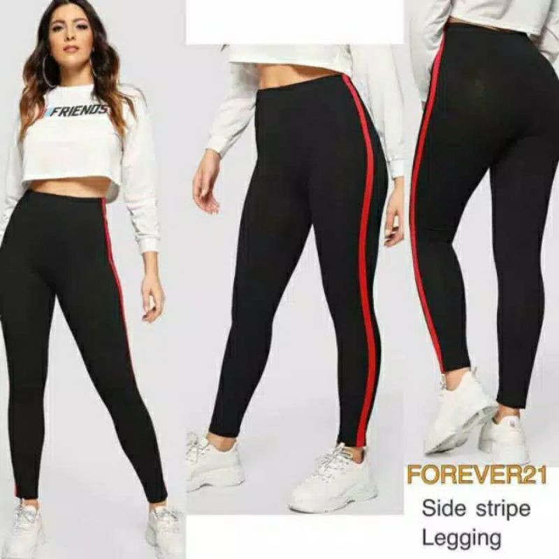 Đen Quần Legging Dài Kẻ Sọc Thời Trang Cho Nữ