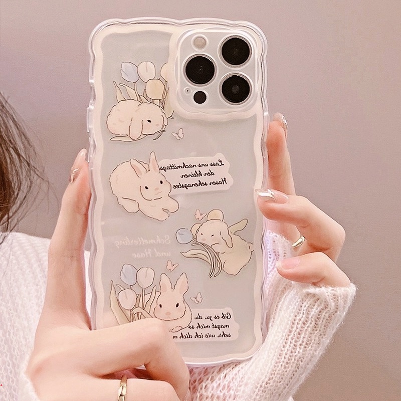 Ốp Điện Thoại Silicon Mềm Trong Suốt In Hình Thỏ Dễ Thương Cho Iphone 11 12 13 Pro MAX 7 8 Plus XR X XS MAX 12 Pro