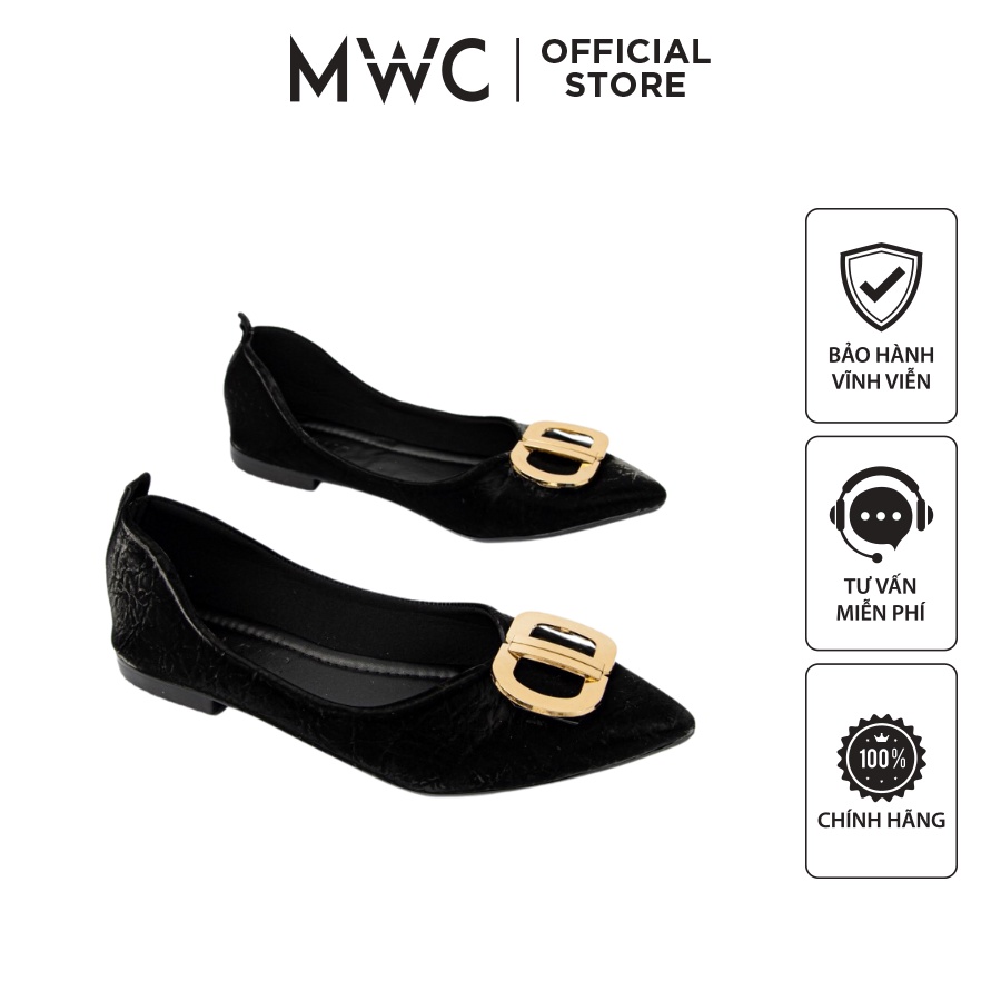 Giày MWC 2238 - Giày Búp Bê Đế Bệt, Búp Bê Mũi Nhọn Phối Khóa Nổi Bật Sang Trọng