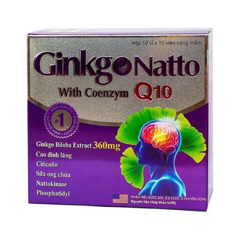 Ginkgo Natto Q10 Tăng cường lưu thông máu, giảm các di chứng sau tai biến (hộp 100 viên ) | BigBuy360 - bigbuy360.vn