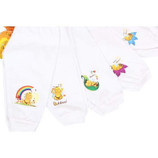 Sơ sinh - Quần sơ sinh dài cotton trắng in chuyển nhiệt BABIBOO- BB10