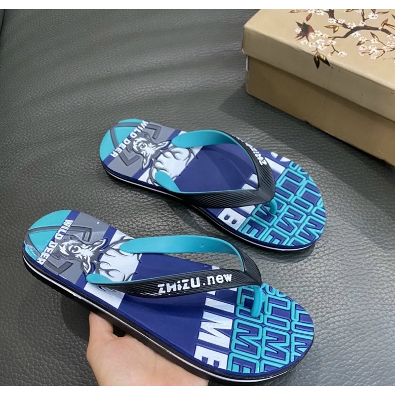 Dép tông đi biển thời trang nam đế cao su có hoạ tiết, Dép kẹp mùa hè phong cách trẻ trung năng động btshop từ 40-44