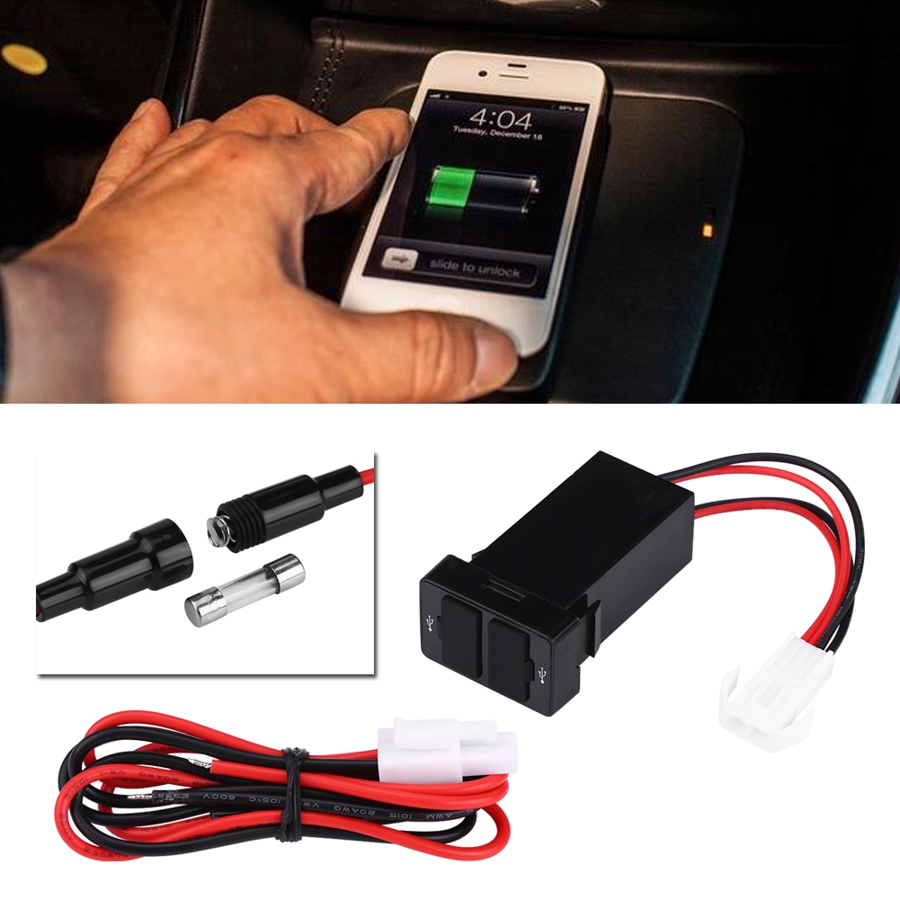 Bộ sạc điện thoại trên xe hơi 12V-24V 2.1A hai cổng USB dành cho điện thoại Toyota | BigBuy360 - bigbuy360.vn
