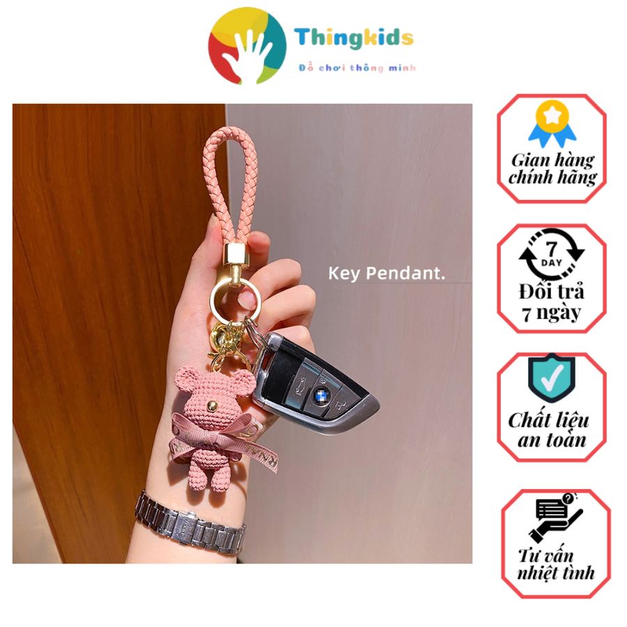 Móc khóa hình gấu hoạt hình dễ thương nhiều màu sắc tùy chọn - Thingkids
