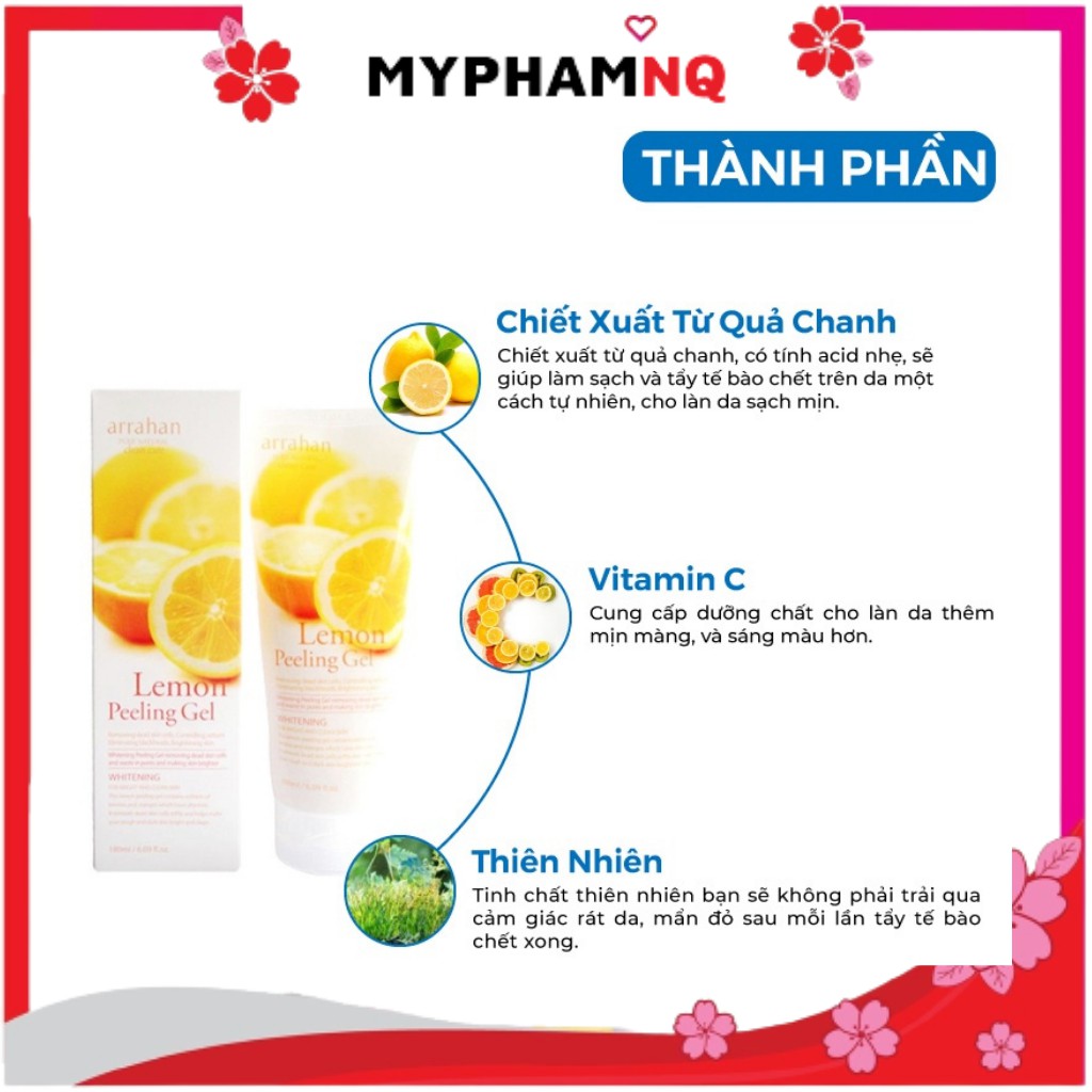 Tẩy da chết ARRAHAN Hàn Quốc hương Chanh Lemon Peeling Gel 180ml MyphamNQ