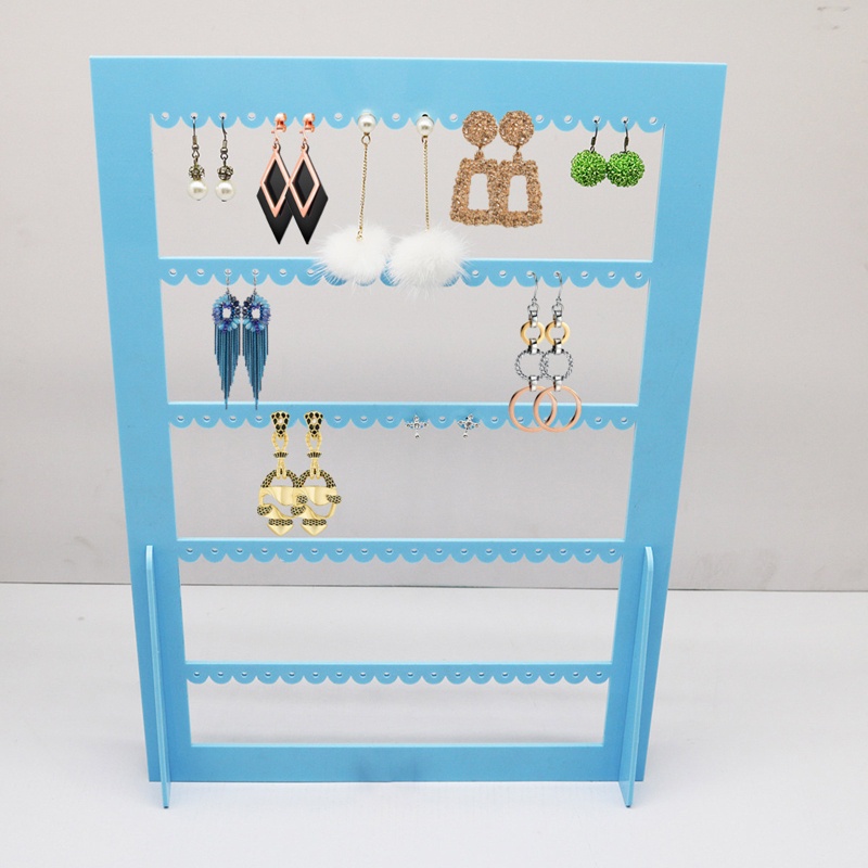 Giá Đỡ Trưng Bày Trang Sức Bằng Acrylic Màu Xanh Dương Hình Chữ Nhật