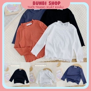 Áo thun dài tay cho bé, áo dài tay bé gái cổ ba phân chất thun gân tăm kids siêu xinh,hàng VNXK chuẩn