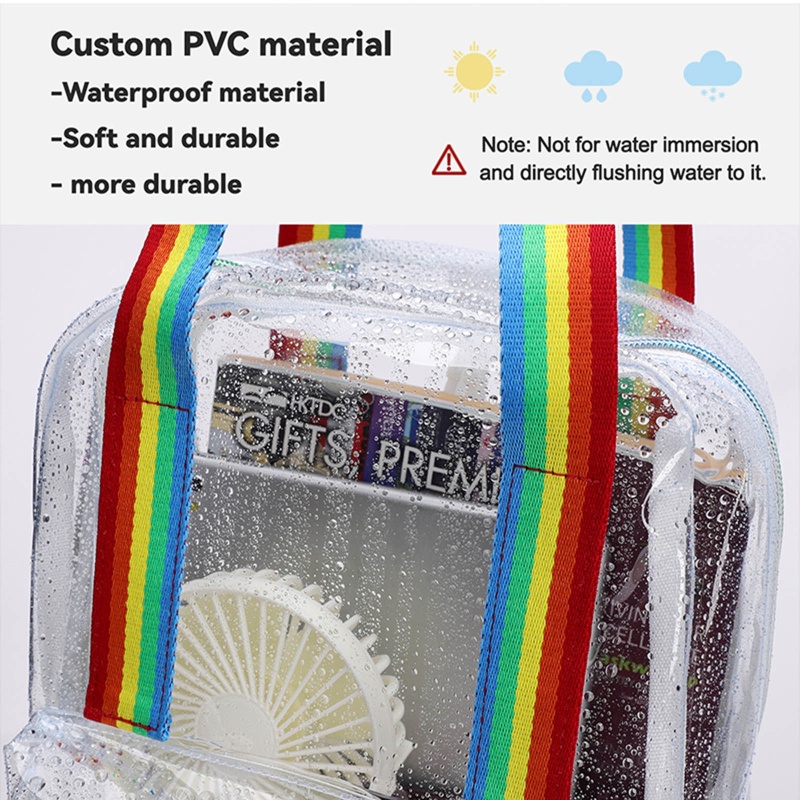Balo Trong Suốt Bằng Nhựa PVC Chống Thấm Nước Màu Trơn Thời Trang
