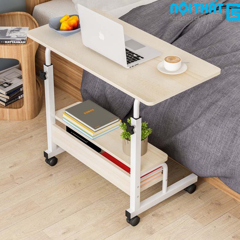 Bàn Làm Việc Thông Minh ngồi giường ngồi ghế sofa nâng hạ chiều cao và có bánh xe di chuyển