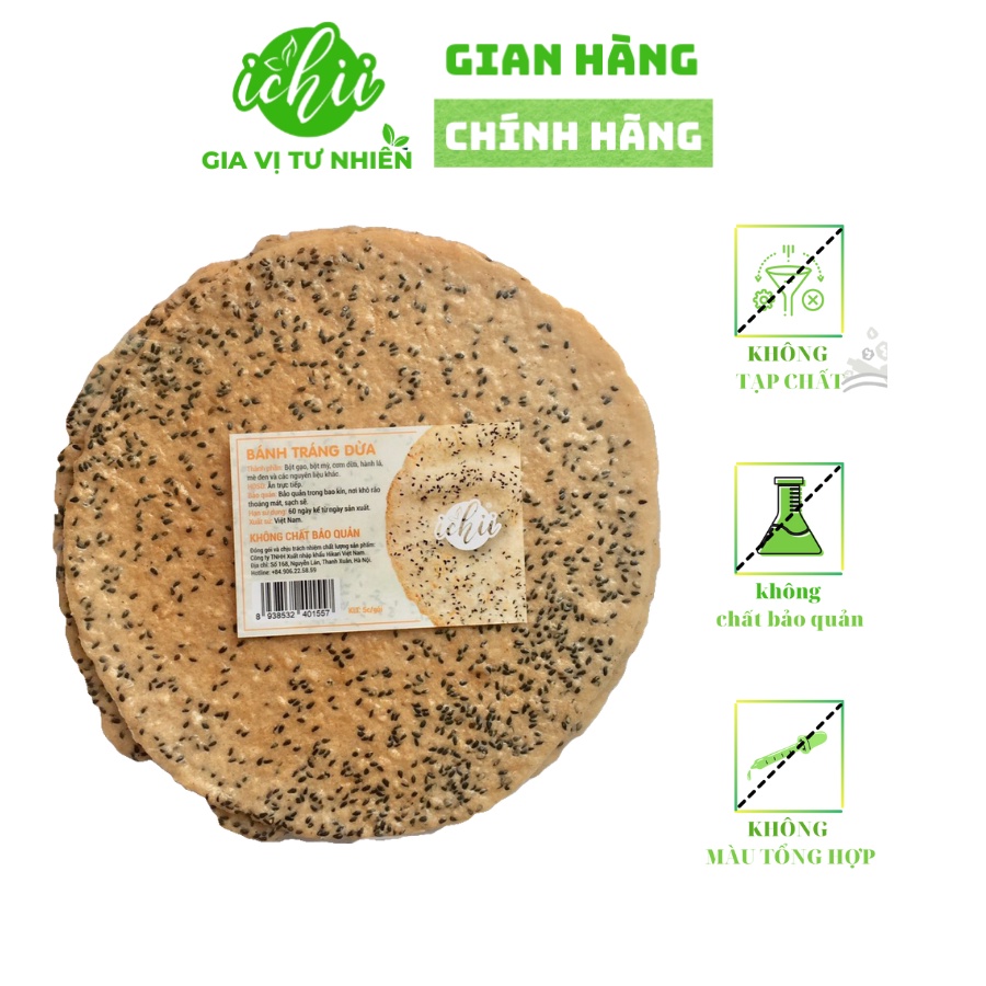 Bánh đa dừa tây ninh , bánh đa tráng dừa ichii  1 bịch 5 cái size lớn 22cm