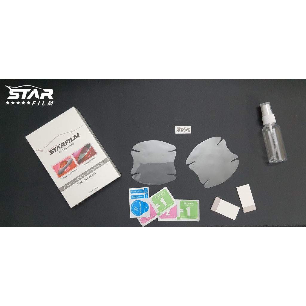 Bộ 4 miếng dán PPF TPU bảo vệ tay nắm hõm cửa STARFILM đầy đủ phụ kiện,  Film ppf chống xước hõm cửa ô tô
