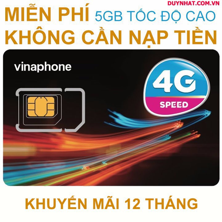 (Rẻ Vô Địch) Sim 4G Vinaphone trọn gói một năm không nạp tiền (5GB x 12 tháng)