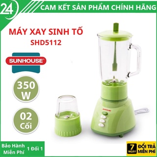 Máy xay sinh tố Sunhouse SHD-5112 kèm 2 cối xay thủy tinh xay đá, thịt, rau củ quả - Bảo Hành 2 Năm