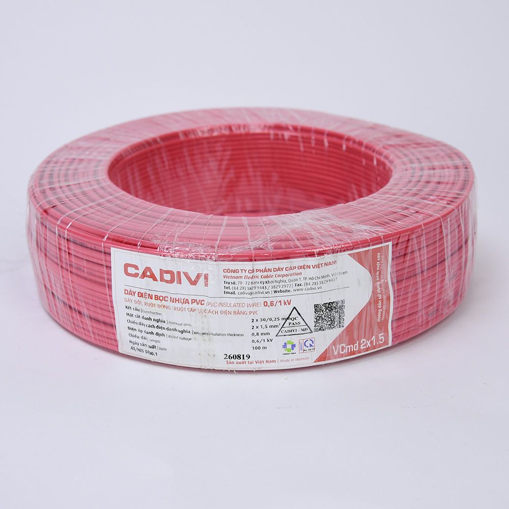 DÂY ĐIỆN ĐÔI CADIVI VCmd 2x2.5 (CUỘN 100M)