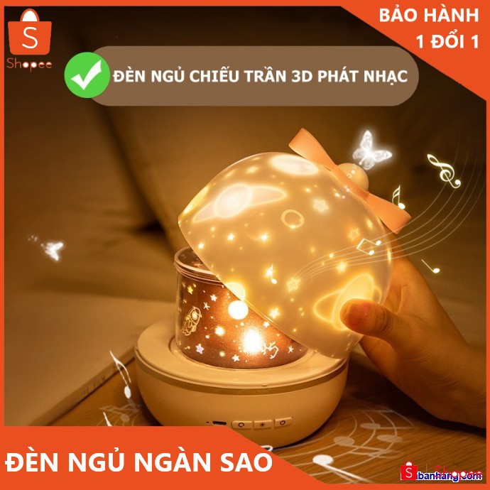 Đèn ngủ chiếu sao theo chủ đề - Xoay tự động và phát nhạc du dương