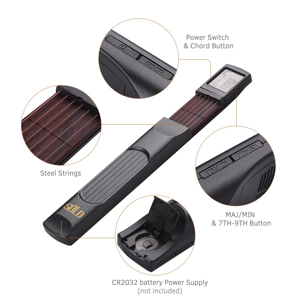 Bộ thiết bị tập bấm hợp âm đàn guitar 6 dây bỏ túi có màn hình