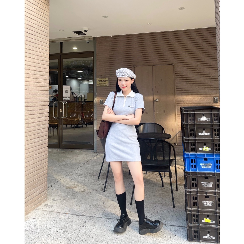 Váy Polo Mon Ôm Body Chất Bo Gân Dày Dặn Thêu Mon.Co SS0317