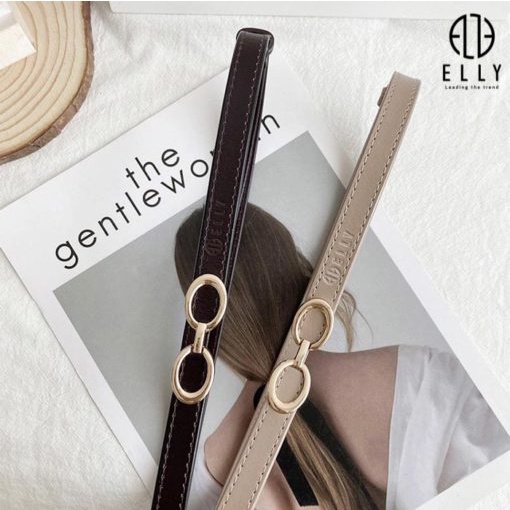 Dây lưng ELLY nữ da thật Nâu Đen – ED62