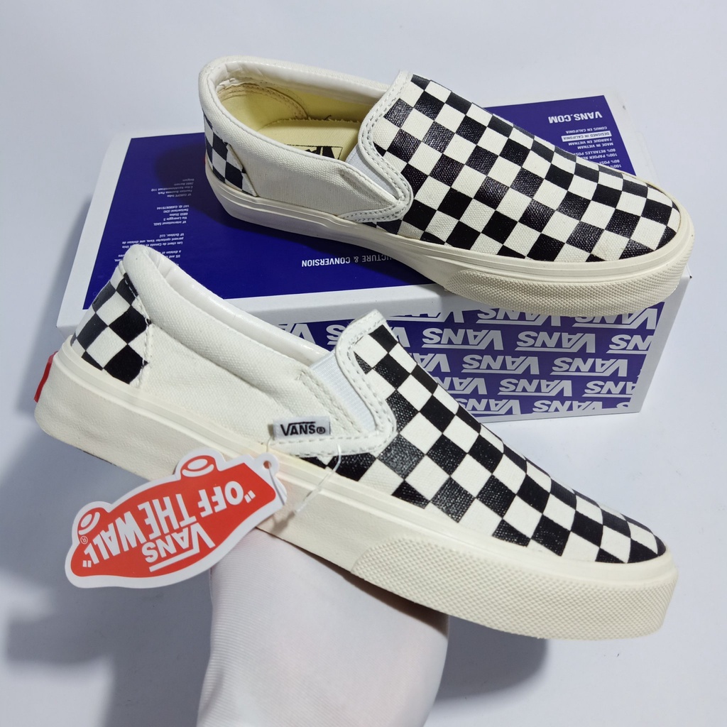 Giày Vans caro lười nam nữ ❤️ Giày thể thao nam nữ sneaker Vans caro lười slip on vải canvas cao cấp Full Box