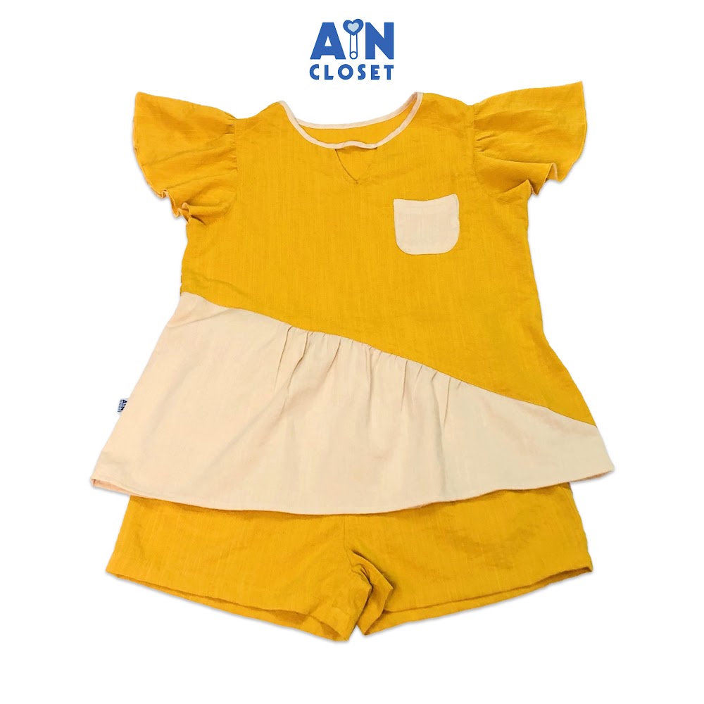 Bộ quần áo ngắn cho mẹ Vàng be đũi xước - AICDMEZVHZ51 - AIN Closet