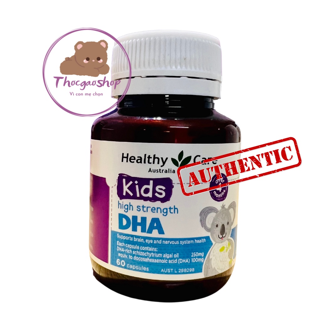 Kid DHA Healthycare 4m+ Úc 60 viên (mẫu mới nắp vặn)