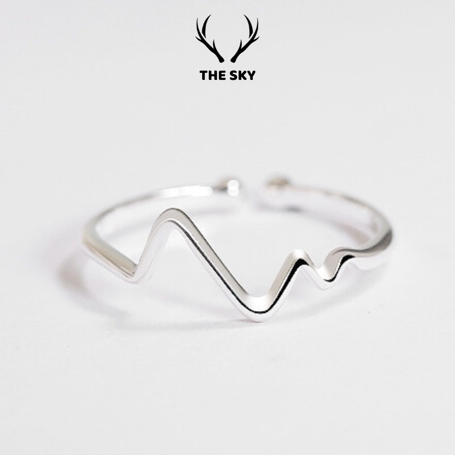Nhẫn Bạc Nữ THE SKY NB12 Mẫu Trơn Hình Sóng To Freesize