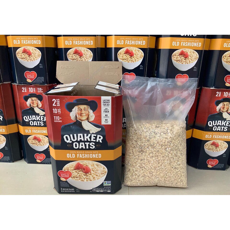 Yến Mạch Quaker Oats Cán Mỏng/Cán Vỡ 4.5kg date luôn mới